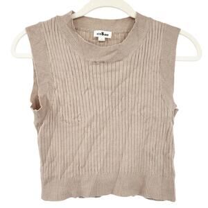 IceBird Womens Minimalist Cozy Ribbed Knit Sweater Vest Knit Tank Top Size S Tan